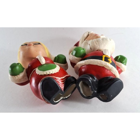Vintage Ceramic Santa & Mrs Claus Figures Hand Painted Made From Mold Retro 7" - Picture 7 of 7